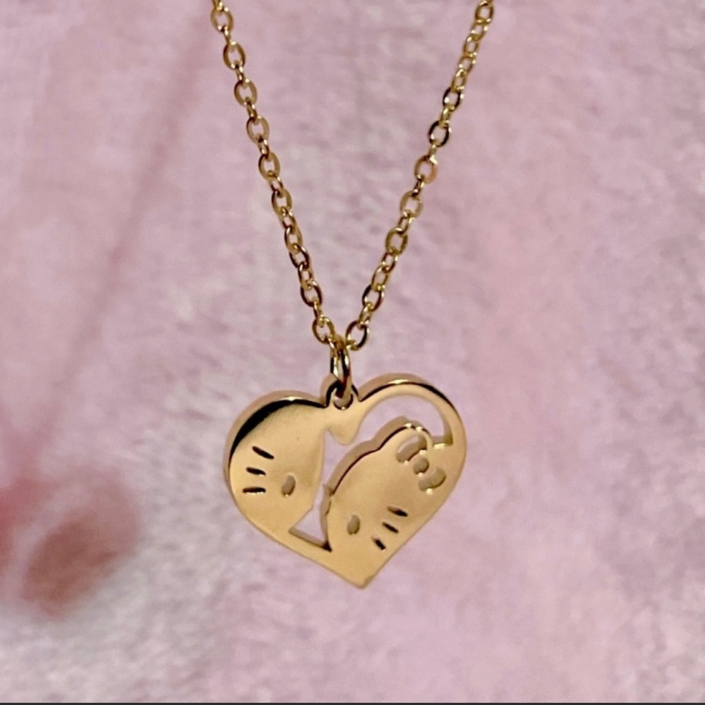 Hello Kitty & Dear Daniel Gold Stainless Steel Heart Pendant Necklace